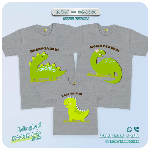 Baju Kaos Couple Keluarga Dinosaurus | Kaos Ultah Anak | Kaos Dinosaurus - NW 3943