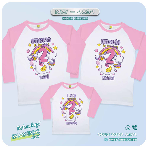 Baju Kaos Couple Keluarga Unicorn | Kaos Ultah Anak | Kaos Family Custom | Kaos Unicorn - NW 4894