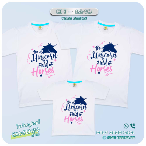 Baju Kaos Couple Keluarga Unicorn | Kaos Couple Family Custom | Kaos motif Unicorn - EH-1248
