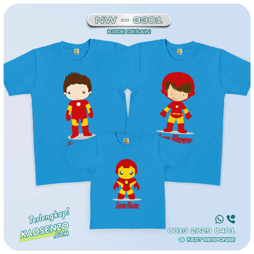 Baju Kaos Couple Keluarga | Kaos Family Custom Iron Man - NW 3301