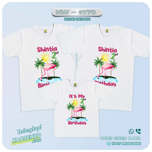 Baju Kaos Couple Keluarga Flamingo | Kaos Ultah Anak | Kaos Flamingo - NW 3770