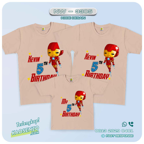 Baju Kaos Couple Keluarga | Kaos Family Custom Iron Man - NW 3305