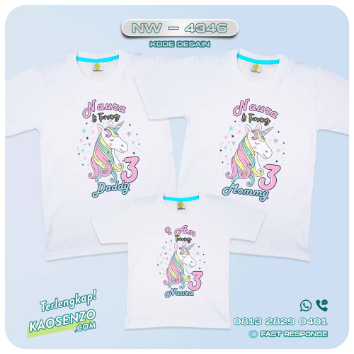 Baju Kaos Couple Keluarga Unicorn | Kaos Family Custom | Kaos Unicorn - NW 4346