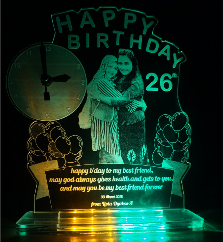 lampu akrilik Custom foto dan jam