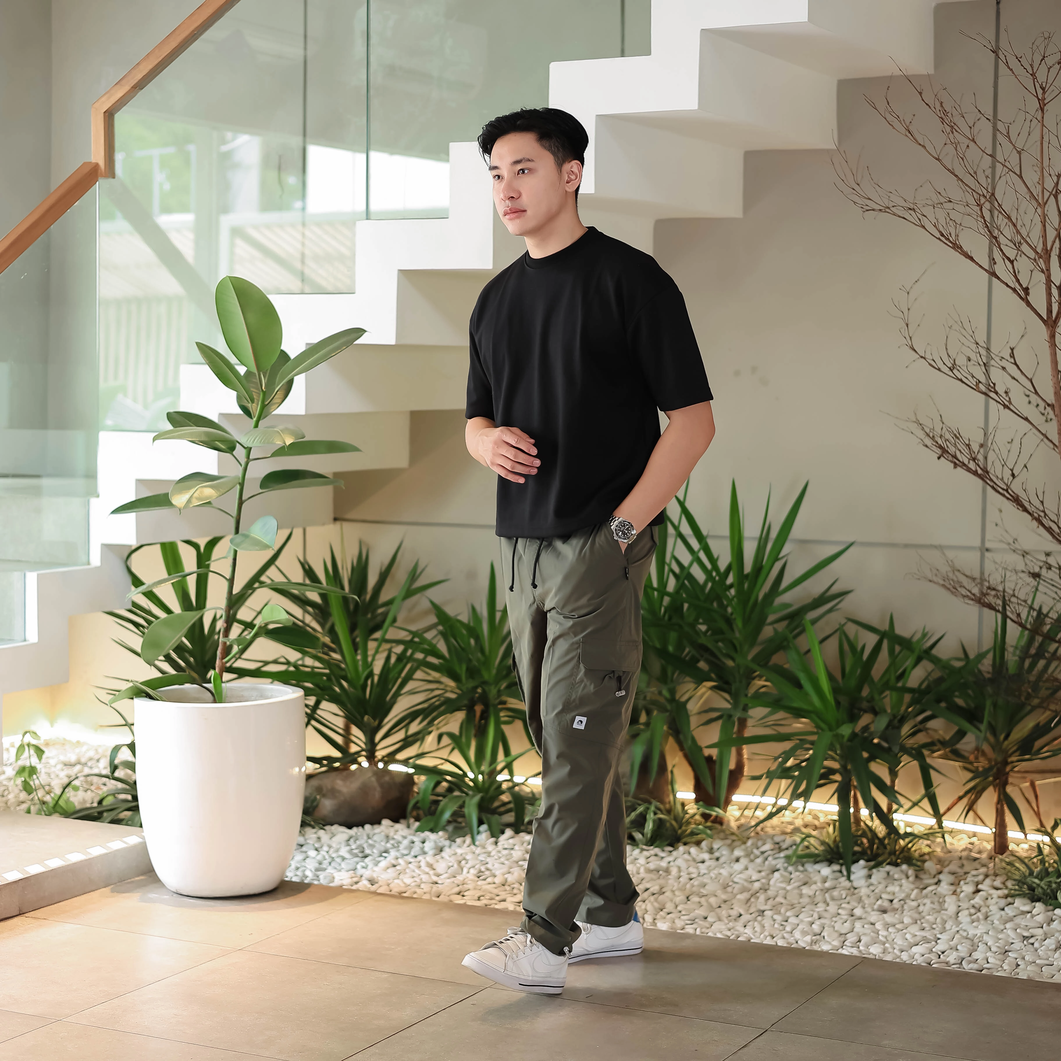 Troveast Celana Panjang Trackpants Daily Cargo Ripstop Stretch Army Slim Fit