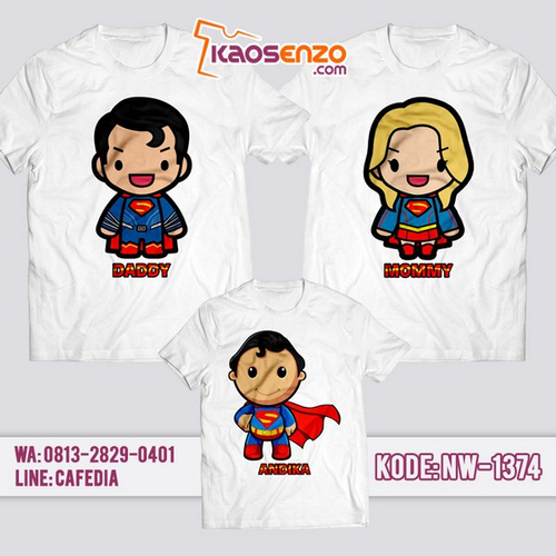 Baju Kaos Couple Keluarga Superman | Kaos Family Custom | Kaos Superman - NW 1374
