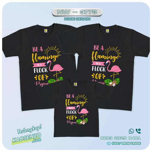 Baju Kaos Couple Keluarga Flamingo | Kaos Ultah Anak | Kaos Flamingo - NW 3773