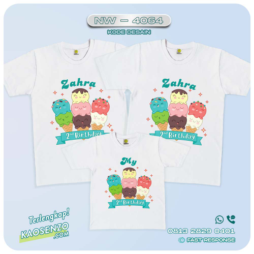 Baju Kaos Couple Keluarga Ice Cream | Kaos Family Custom | Kaos Ice Cream - NW 4064