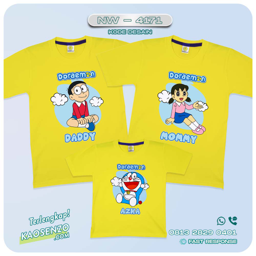 Baju Kaos Couple Keluarga Doraemon | Kaos Family Custom | Kaos Doraemon - NW 1471