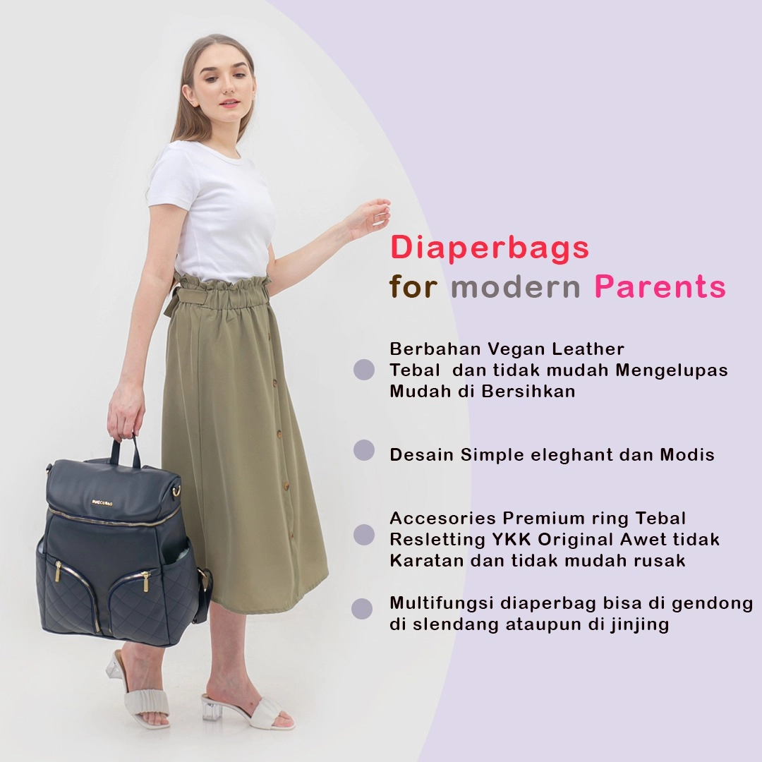 tas perlengkapan bayi  diaper bag buccubag pop Navy Blue Black 