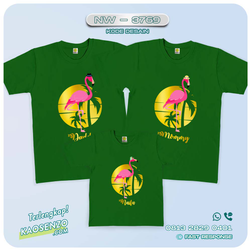 Baju Kaos Couple Keluarga Flamingo | Kaos Ultah Anak | Kaos Flamingo - NW 3769