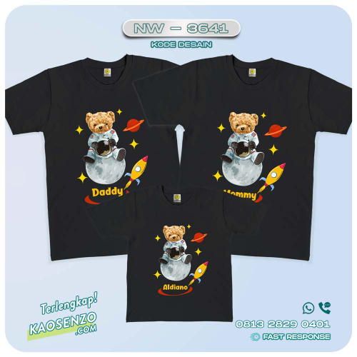 Baju Kaos Couple Keluarga Beruang | Kaos Family Custom | Kaos Beruang - NW 3641
