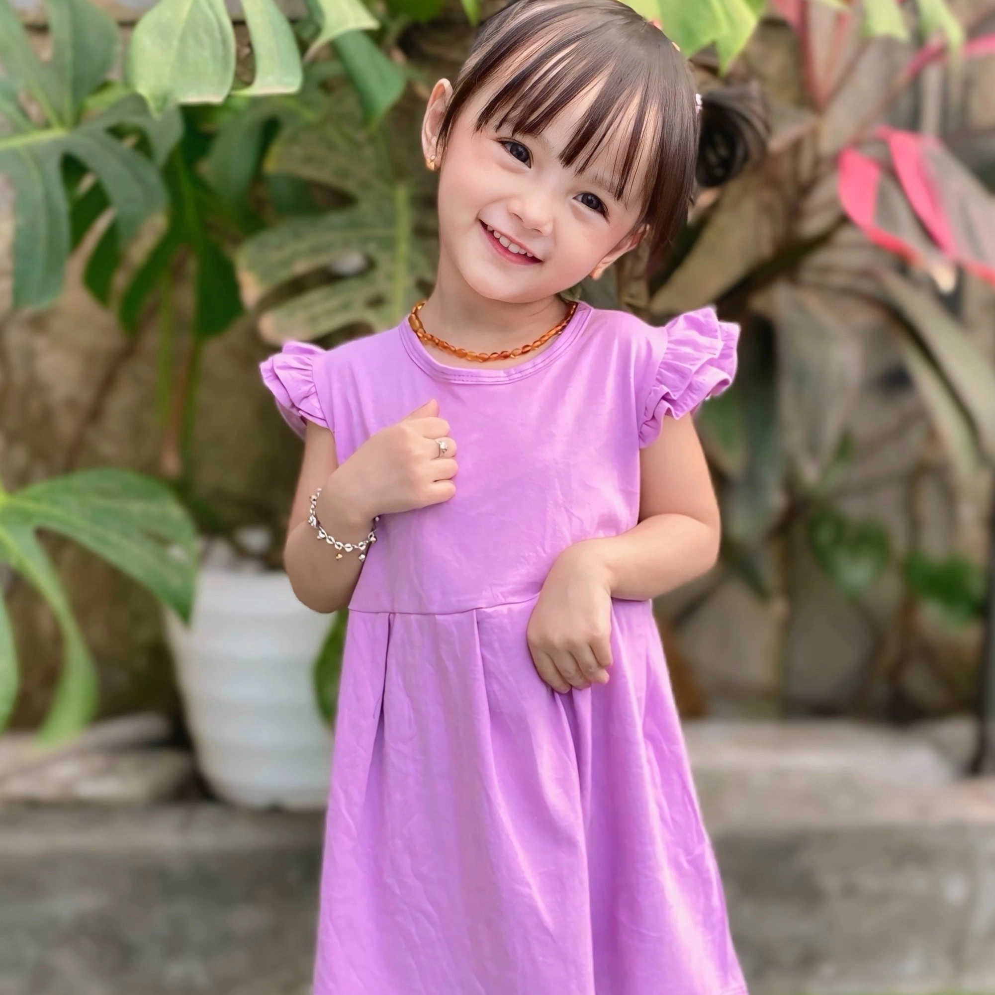 rufffle dress anak cotton