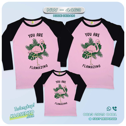 Baju Kaos Couple Keluarga Flamingo | Kaos Family Custom | Kaos Motif Flamingo NW - 4463