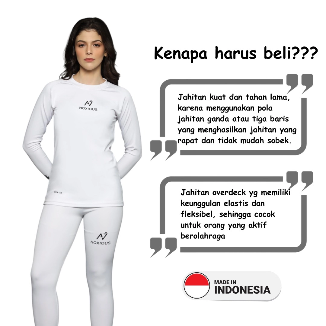 Noxious Setelan Baselayer Manset Legging Wanita Putih