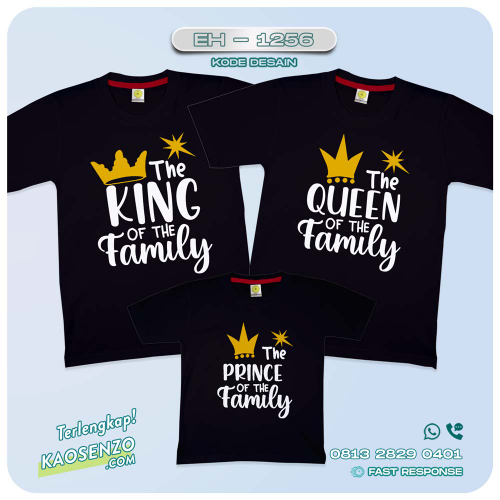 Baju Kaos Couple Keluarga King Queen | Kaos Couple Family Custom | Kaos motif King Queen - EH-1256