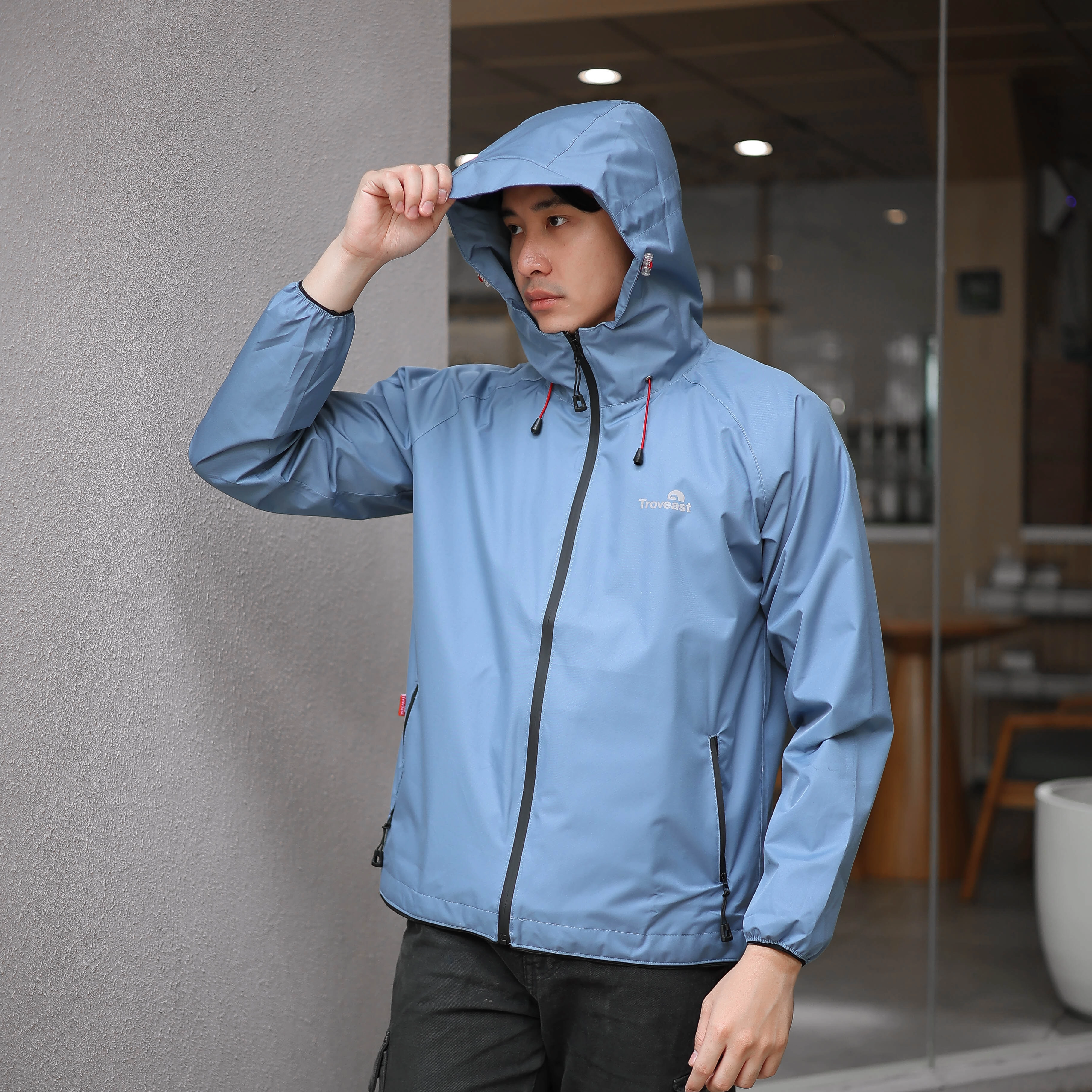 Troveast Urban Waterproof Rain Jacket Pocket Series Faded Denim