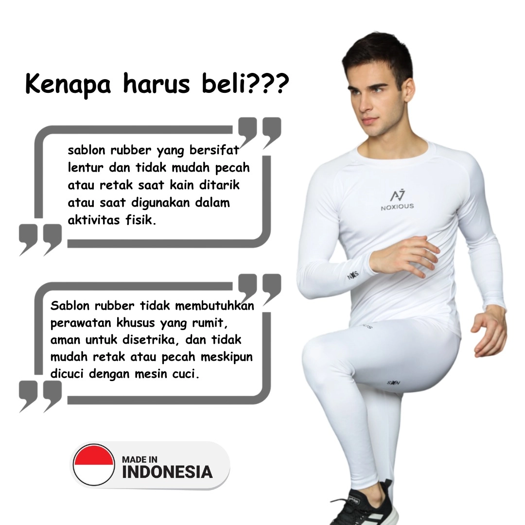Noxious Setelan Baselayer Manset Legging Pria Putih