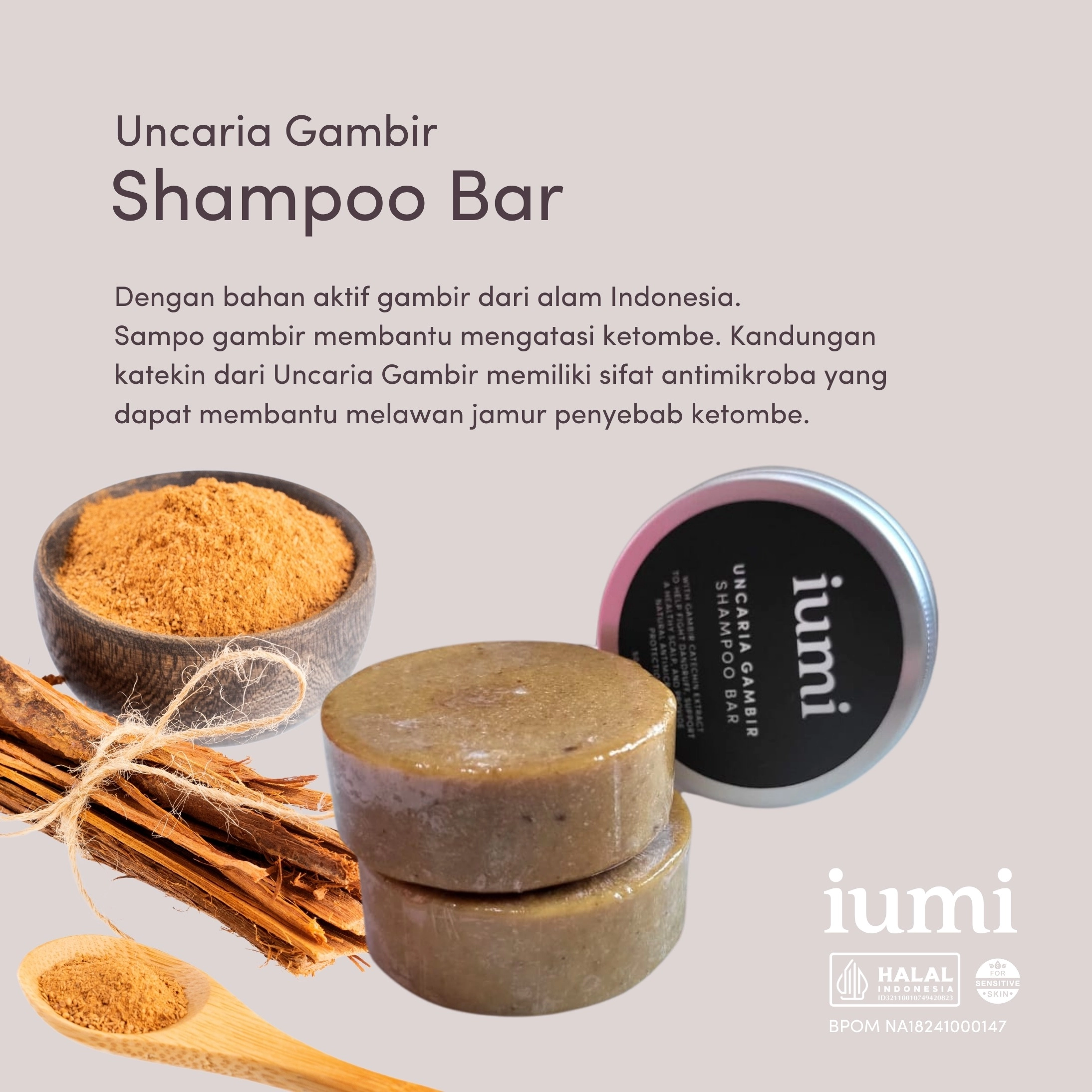 Uncaria Gambir Shampoo Bar Untuk Rambut Rontok Ketombe Wangi Awet 