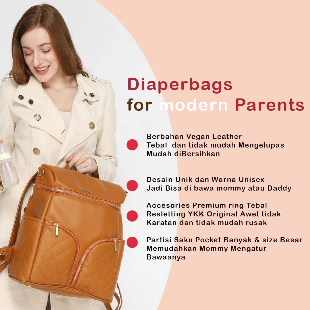 tas perlengkapan bayi besar diaper bag buccubag pop Caramel