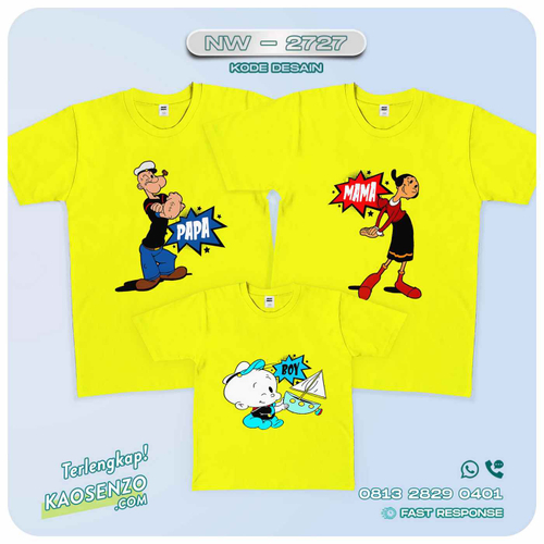 Baju Kaos Couple Keluarga Popeye | Kaos Family Custom | Kaos Popeye - NW 2727