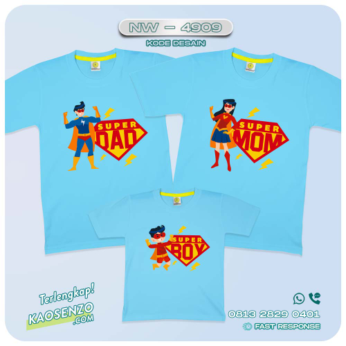 Baju Kaos Couple Keluarga superhero| Kaos Family Custom | Kaos Superhero - NW 4909