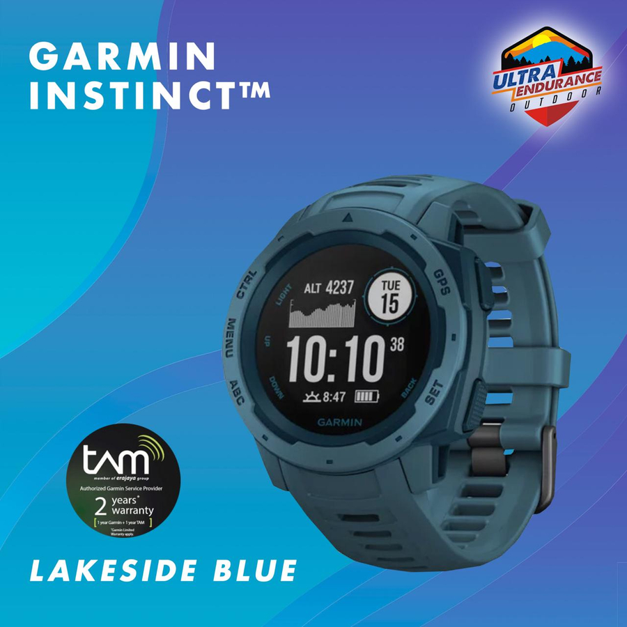 garmin instinct gps watch lakeside blue