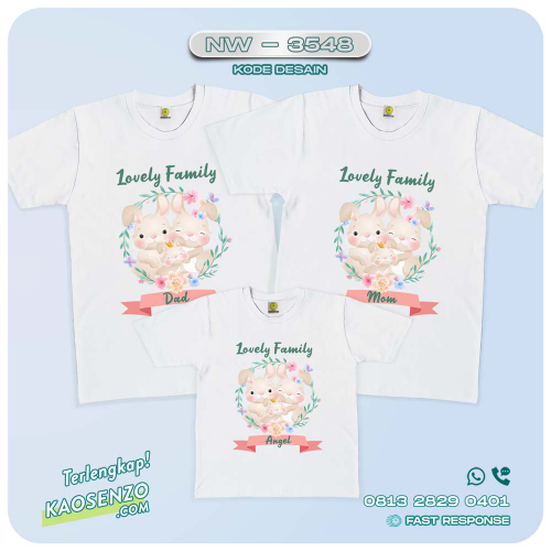Baju Kaos Couple Keluarga Bunny| Kaos Family Custom | Kaos Bunny - NW 3548