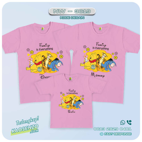 Kaos Couple Keluarga Winnie The Pooh | Kaos Ulang Tahun Anak | Kaos Winnie The Pooh - NW 3819
