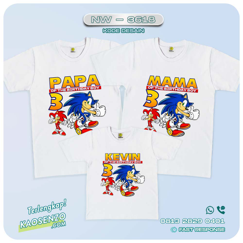 Baju Kaos Couple Keluarga Sonic | Kaos Family Custom | Kaos Sonic - NW 3618