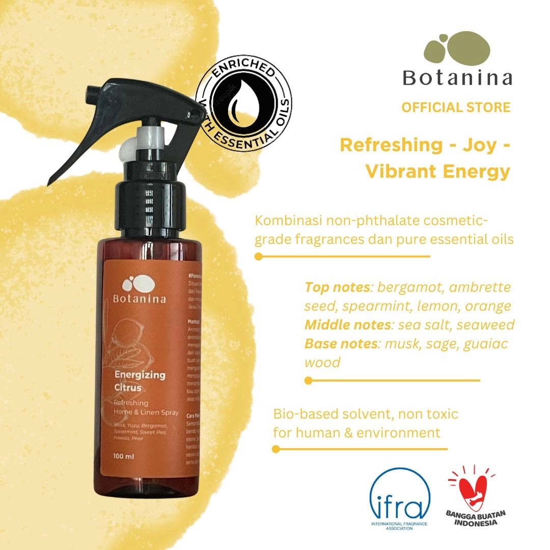 Botanina Aromatherapy Linen Spray - Premium Blend With Essential Oil | Pengharum Ruangan | Room Fragrance 