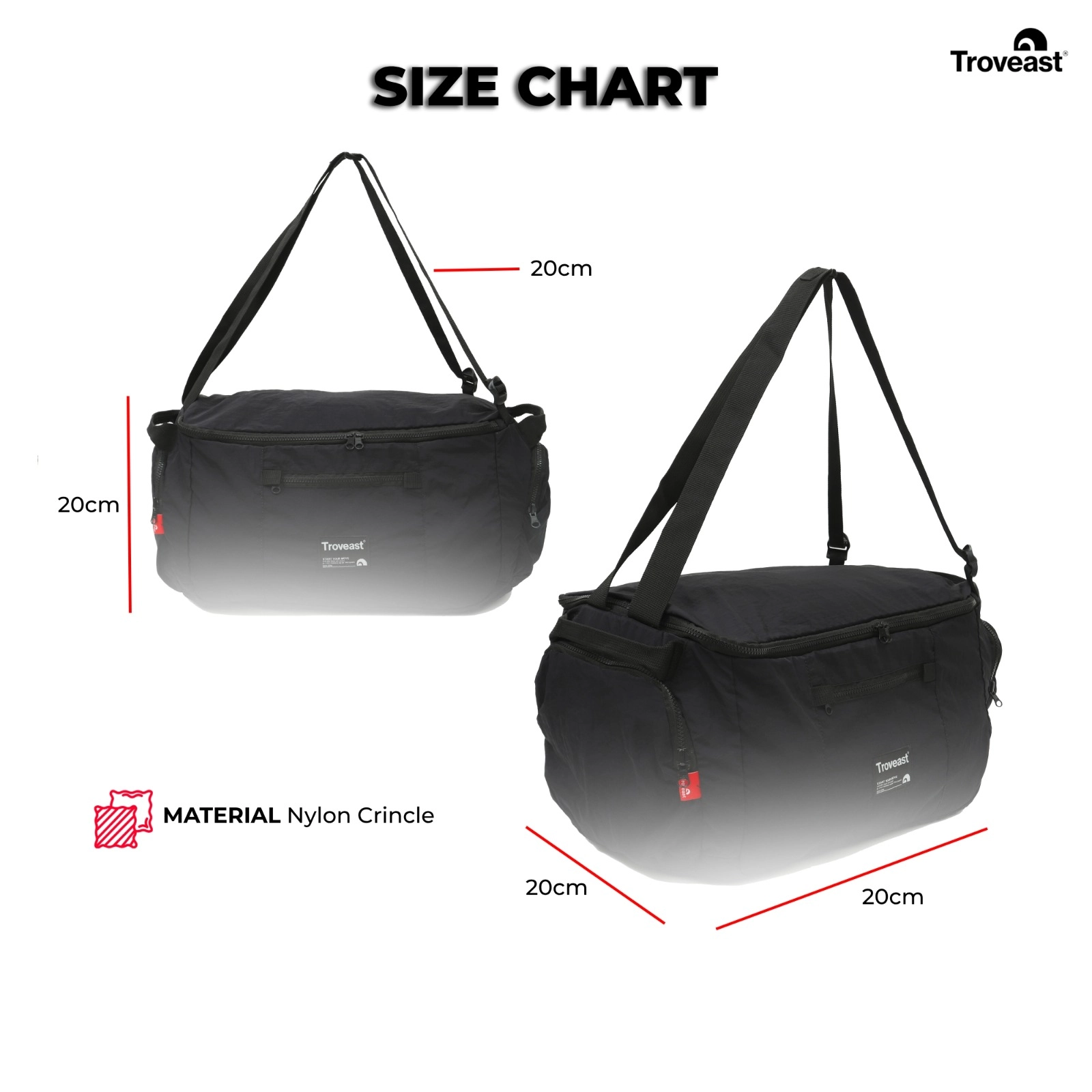 Troveast Tas Travel Lipat Safar Series Milk Tea 20 Liter Kapasitas Bahan Nylon Crinkle Mudah Dibawa Bepergian Ringan Water-Repellent Stylish untuk Travel Belanja dan Daily Use