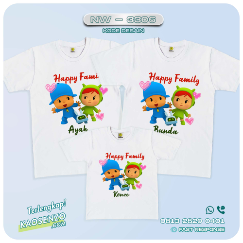 Baju Kaos Couple Keluarga Pocoyo | Kaos Family Custom | Kaos Pocoyo - NW 3306