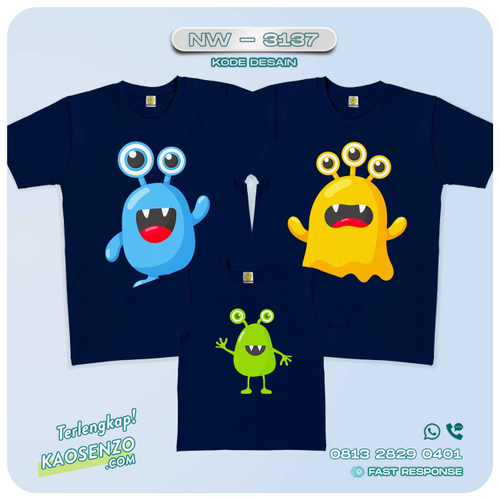Baju Kaos Couple Keluarga Monster Cute | Kaos Ultah Anak | Kaos Monster Cute - NW 3137
