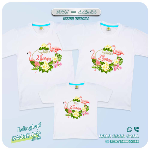 Baju Kaos Couple Keluarga Flamingo | Kaos Family Custom | Kaos Ulang Tahun Anak | Kaos Motif Flamingo - NW 4458