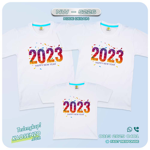 Baju Kaos Couple Keluarga Tahun Baru | Kaos Family Custom New Year 2023 | Kaos Motif Tahun Baru 2023 - NW 5226