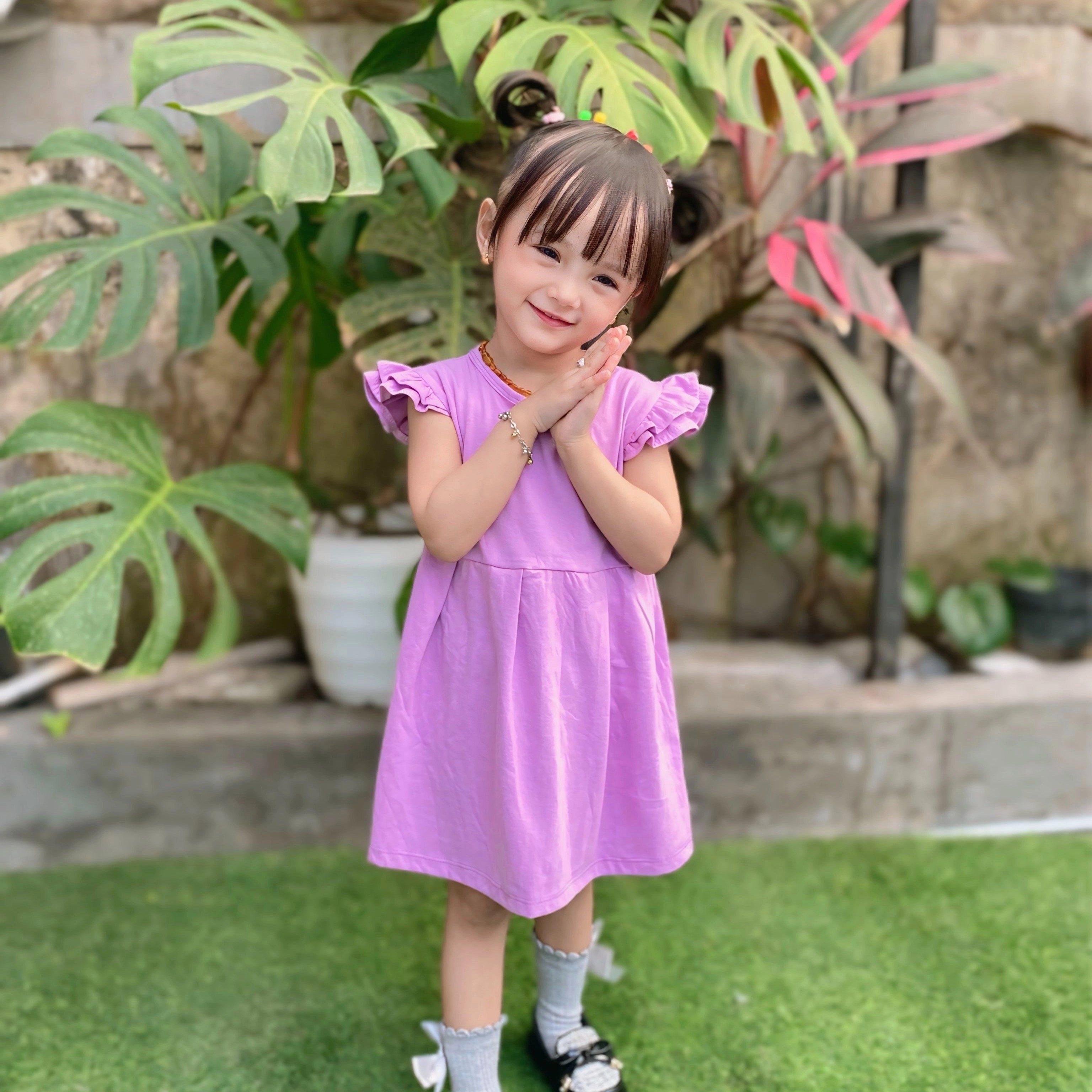 rufffle dress anak cotton