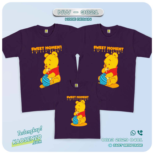 Kaos Couple Keluarga Winnie The Pooh | Kaos Ulang Tahun Anak | Kaos Winnie The Pooh - NW 3821