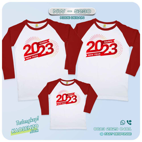 Baju Kaos Couple Keluarga Tahun Baru | Kaos Family Custom New Year 2023 | Kaos Motif Tahun Baru 2023 - NW 5230