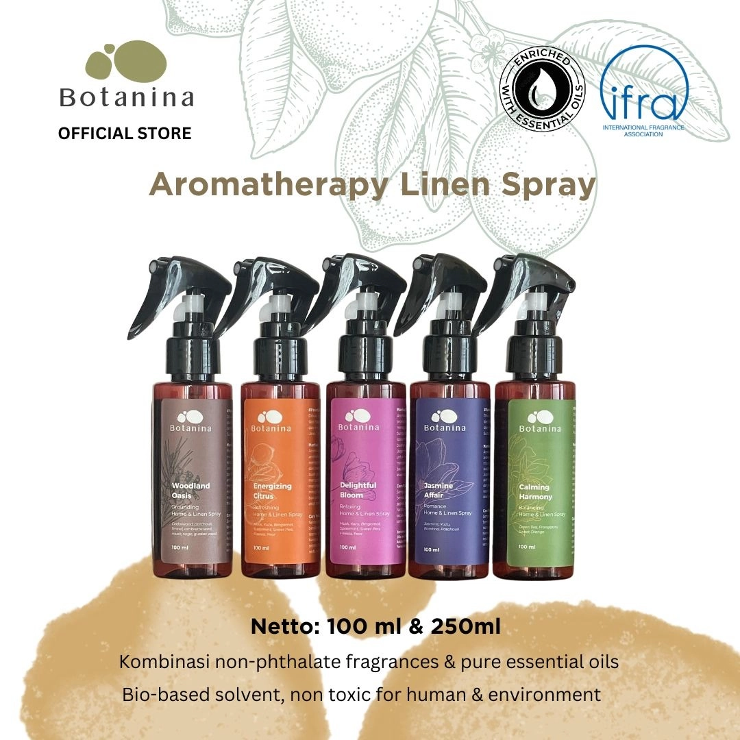 Botanina Aromatherapy Linen Spray - Premium Blend With Essential Oil | Pengharum Ruangan | Room Fragrance 