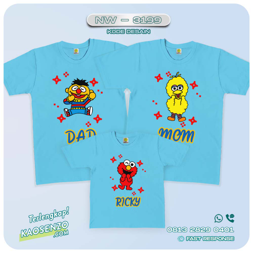 Kaos Couple Keluarga Elmo | Kaos Ulang Tahun Anak | Kaos Elmo - NW 3199