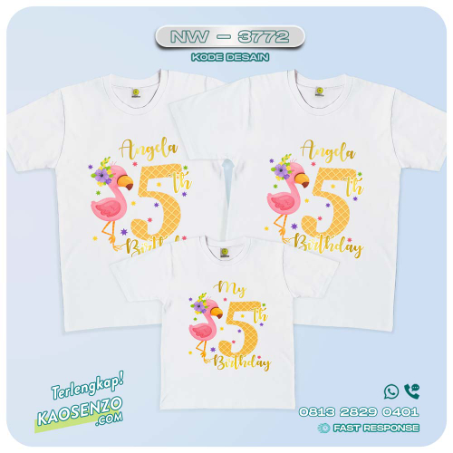 Baju Kaos Couple Keluarga Flamingo | Kaos Ultah Anak | Kaos Flamingo - NW 3772