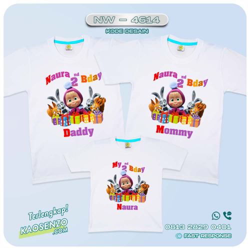 Baju Kaos Couple Keluarga Masha & the Bear | Kaos Family Masha & the Bear | Kaos Masha & the Bear - NW 4614