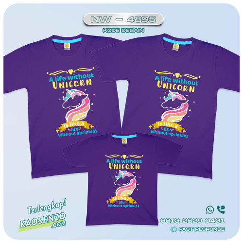 Baju Kaos Couple Keluarga Unicorn | Kaos Family Custom | Kaos Unicorn - NW 4895