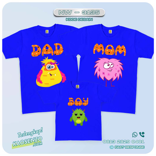 Baju Kaos Couple Keluarga Monster Cute | Kaos Ultah Anak | Kaos Monster Cute - NW 3135