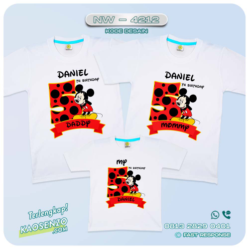 Baju Kaos Couple Keluarga Mickey Mouse | Kaos Family Custom | Kaos Mickey Mouse - NW 4212