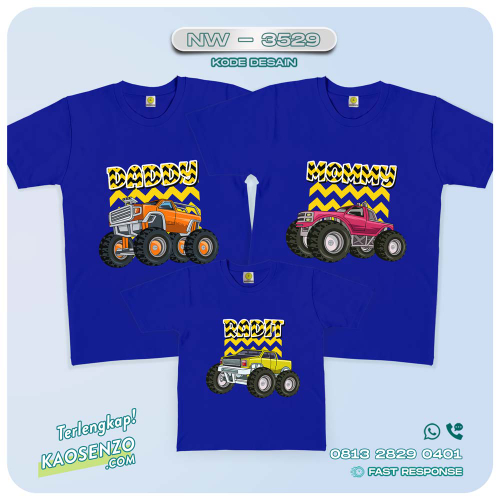 Kaos Couple Keluarga | Kaos Ulang Tahun Anak | Kaos Monster Truck - NW 3529