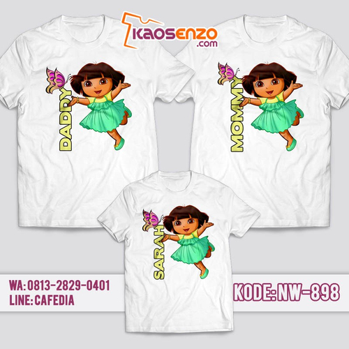 Baju Kaos Couple Keluarga | Kaos Family Custom Dora The Explorer - NW 898