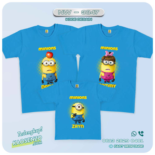 Baju Kaos Couple Keluarga Minion | Kaos Family Custom | Kaos Minion - NW 3847