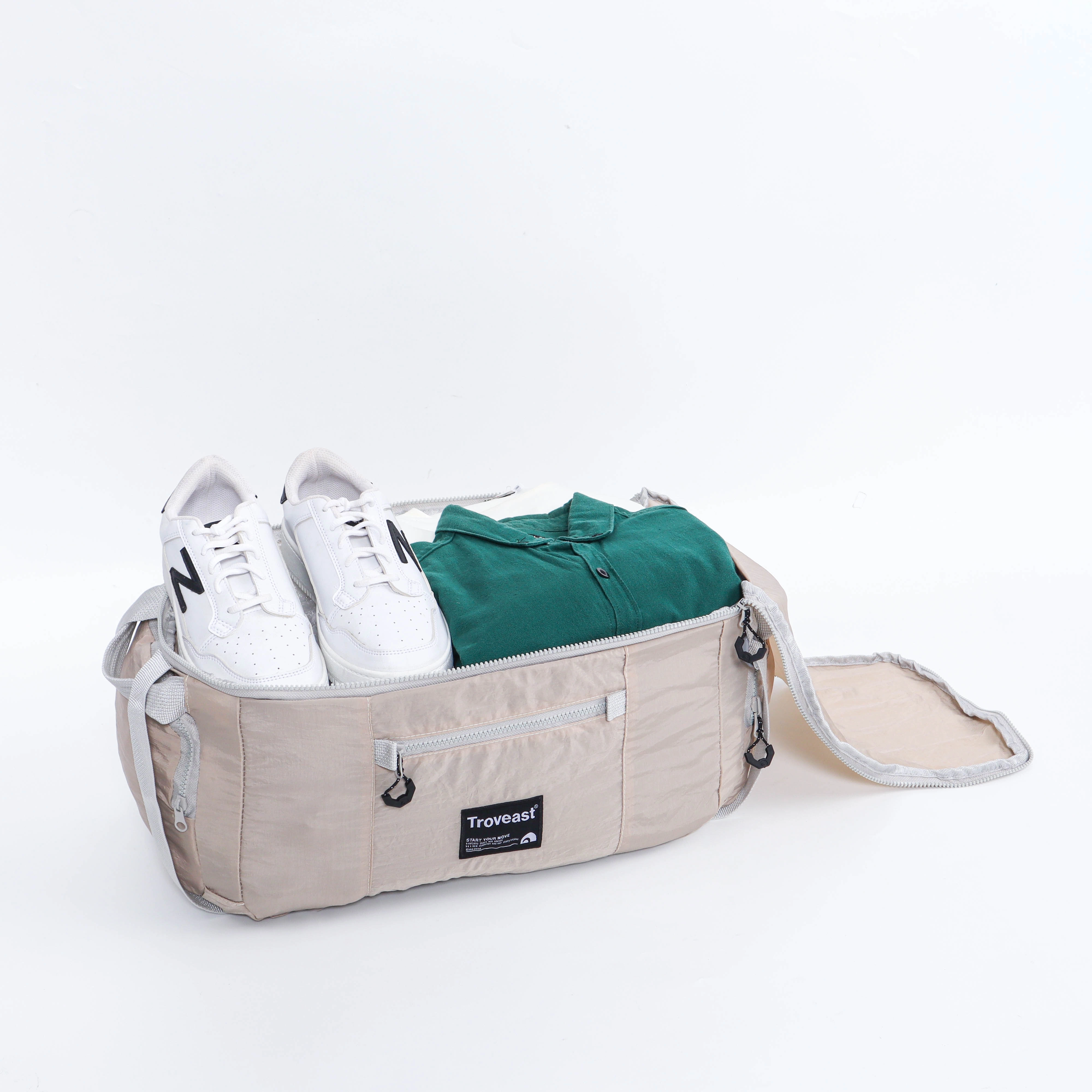 Troveast Tas Travel Lipat Safar Series Milk Tea 20 Liter Kapasitas Bahan Nylon Crinkle Mudah Dibawa Bepergian Ringan Water-Repellent Stylish untuk Travel Belanja dan Daily Use